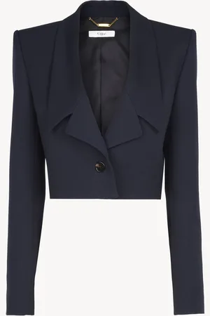Chloé Cropped Spencer jacket in wool grain de poudre Size 10 100% Wool, Horn Bubalus Bubalis, Farmed, COO India
