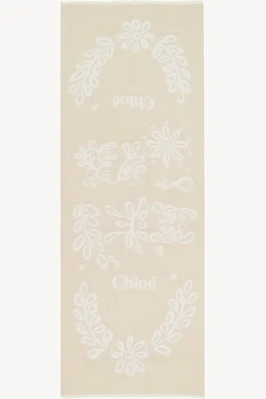 Chloé Rectangular stole in wool & silk broderie anglaise Size OneSize 82% Wool, 18% Silk