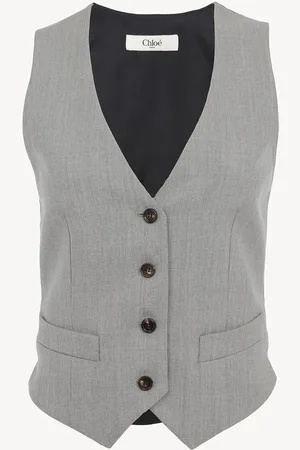 Chloé Tailored waistcoat in wool grain de poudre Size 8 100% Virgin Wool, Horn Bubalus Bubalis, Farmed, COO India