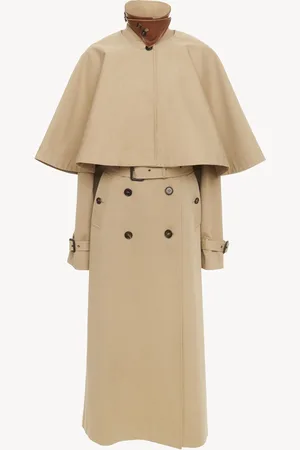 Chloé Classic trench coat in cotton gabardine with cape Size 12 100% Cotton, Horn Bubalus Bubalis, Farmed, COO India