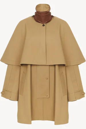 Chloé Parka in cotton gabardine with cape Size 12 100% Cotton, Horn Bubalus Bubalis, Farmed, COO India