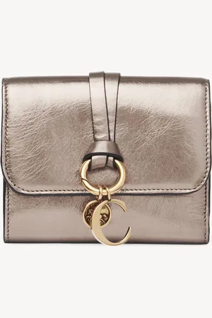 Chloé Small Alphabet tri-fold in metallised leather Size OneSize 100% Calf-skin leather