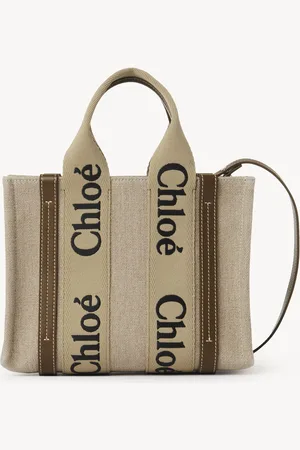 Chloé Small Woody tote bag in linen Size OneSize 100% Linen