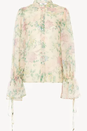 Chloé Puff-sleeve blouse in silk mousseline Size 12 100% Silk, Pinctada Maxima, Farmed, COO Australia