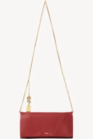 Chloé Chloé Spin flap wallet on chain in grained leather Size OneSize 100% Bubalus Bubalis, Farmed, COO Italy