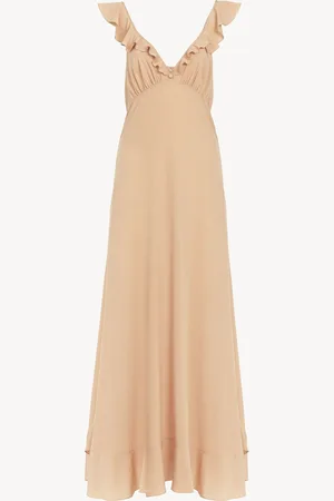 Chloé Long sun dress in crêpe de chine Size 14 100% Silk