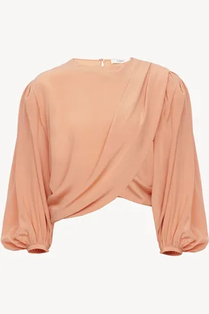 Chloé Draped cropped top in crêpe de chine Size 10 100% Silk