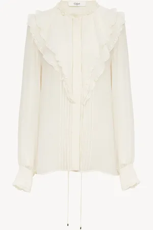 Chloé Ruffled blouse in silk georgette Size 14 100% Silk, Pinctada Maxima, Farmed, COO Australia