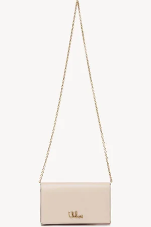 Chloé Chloé Iconic flap wallet on chain in shiny leather Size OneSize 100% Calf-skin leather
