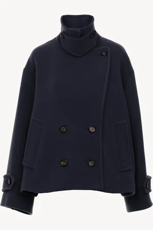 Chloé Oversized short coat in wool Size 14 80% Virgin Wool, 20% Polyamide, Horn Bubalus Bubalis, Farmed, COO India