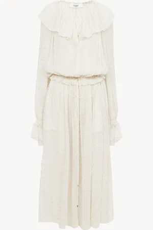 Chloé Gathered long dress in silk crêpon Size 8 100% Silk, Pinctada Maxima, Farmed, COO Australia