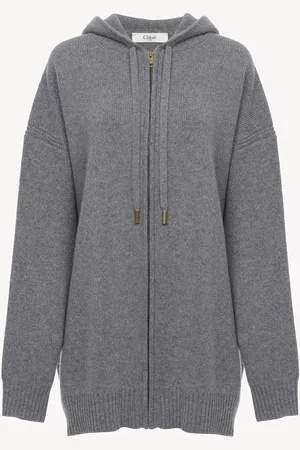 Chloé Oversized zipped hoodie in wool & cashmere knit Size S 70% Wool, 30% Cashmere