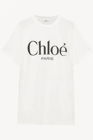Chloé Oversized logo T-shirt in cotton jersey Size S 100% Cotton