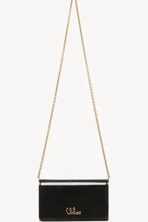Chloé Chloé Iconic flap wallet on chain in patent leather Size OneSize 100% Bovine leather