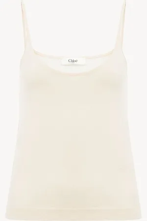 Chloé Thin-strap tank top in superfine wool knit Size L 100% Wool