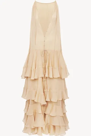 Chloé Tiered maxi dress in silk georgette Size 6 100% Silk