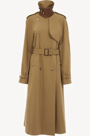 Chloé Long trench coat in cotton gabardine Size 6 100% Cotton, Horn Bubalus Bubalis, Farmed, COO India