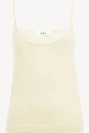 Chloé Thin-strap tank top in superfine wool knit Size XS 100% Wool