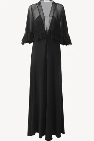 Chloé V-neck long dress in crêpe satin Size 8 100% Silk