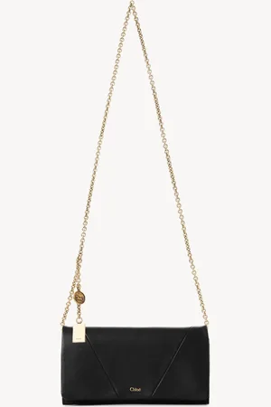 Chloé Chloé Spin flap wallet on chain in grained leather Size OneSize 100% Bubalus Bubalis, Farmed, COO Italy