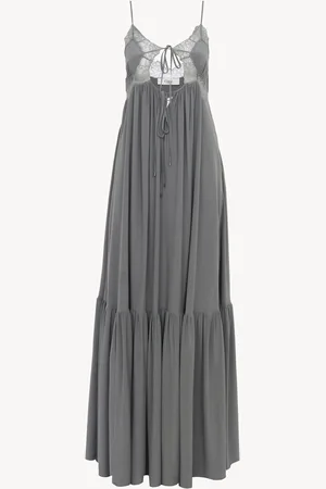 Chloé Sleeveless long dress in silk crêpe de chine Size 6 100% Silk
