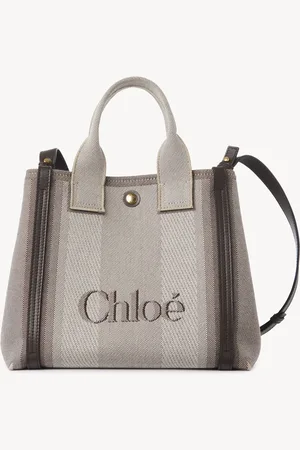 Chloé Small Chloé Carry tote bag in canvas Size OneSize 91% Cotton, 6% Polyester, 3% Textile fibres, Calf-skin leather