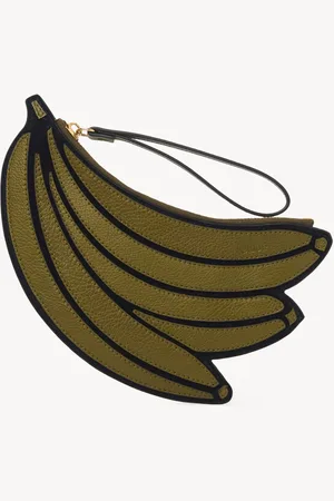 Chloé Banana flat pouch in grained leather Size OneSize 100% Calf-skin leather