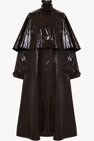 Chloé Oversized long parka in shiny cotton with cape Size 8 100% Cotton, Horn Bubalus Bubalis, Farmed, COO India