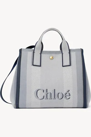 Chloé Chloé Carry tote bag in canvas Size OneSize 91% Cotton, 6% Polyester, 3% Textile fibres, Calf-skin leather