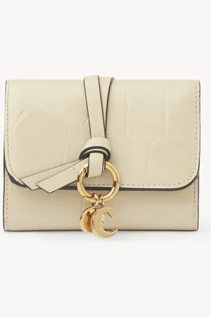 Chloé Small Alphabet tri-fold in croco-effect leather Size OneSize 100% Calf-skin leather