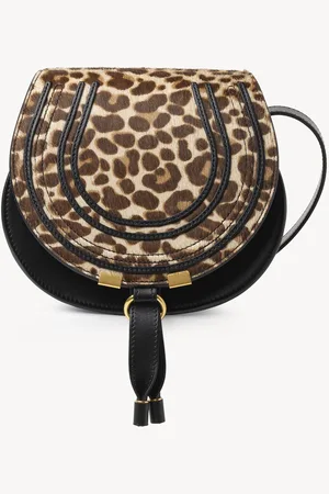 Chloé Small Marcie saddle bag in leopard-print leather Size OneSize 100% Calf-skin leather