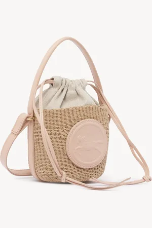 Chloé Mini Horse Medal basket bag in natural fibres Size OneSize 100% Paper Yarn, Calf-skin leather
