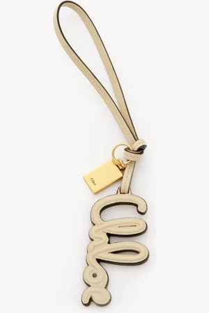 Chloé Logo bag charm in shiny leather Size OneSize 100% Calf-skin leather, Brass