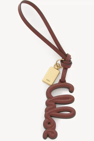 Chloé Logo bag charm in shiny leather Size OneSize 100% Calf-skin leather, Brass