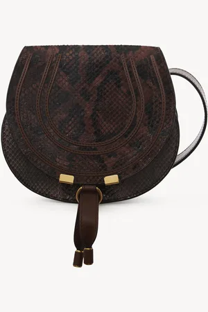 Chloé Small Marcie saddle bag in python-effect leather Size OneSize 100% Goatskin, Calf-skin leather