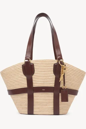 Chloé Large Kerala 25 basket in raffia Size OneSize 100% Cellulose, Calf-skin leather