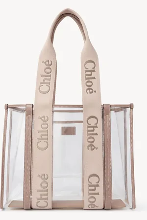 Chloé Woody tote bag in jelly & leather Size OneSize 100% Acrylic, Calf-skin leather