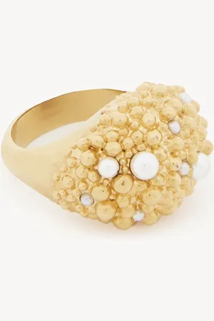 Chloé The Chloé Shells ring Size L-½ 100% Brass, Borosilicate glass