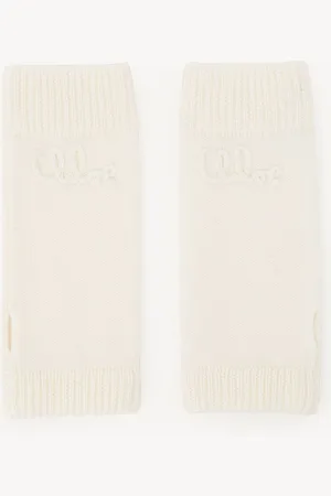 Chloé The Chloé Lace Knit fingerless gloves in wool & lace jacquard Size OneSize 100% Merinos Wool