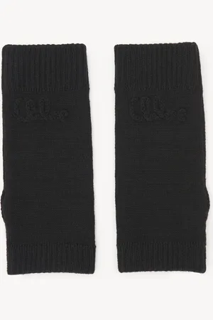 Chloé The Chloé Lace Knit fingerless gloves in wool & lace jacquard Size OneSize 100% Merinos Wool