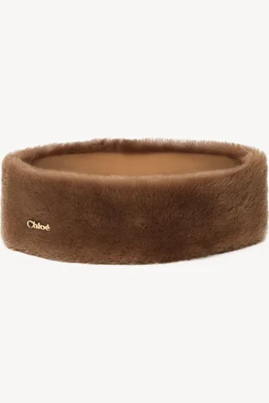 Chloé Shearling headband Size OneSize 100% Lambskin, Silk