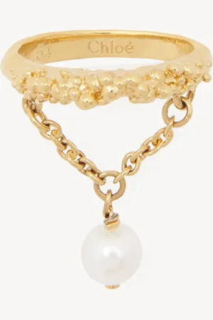 Chloé The Chloé Shells ring Size L-½ 100% Brass, Borosilicate glass