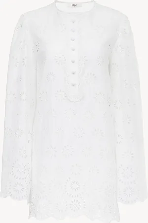 Chloé Long-sleeve mini dress in cotton voile Size 6 100% Cotton