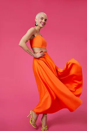 Orange Midi Skirts for Women