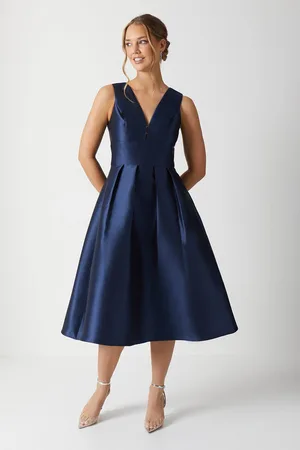 Dresses, Julie Kuyath Frill Shoulder Plunge Neck Jacquard Dress