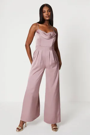Coast Draped Corset Bodice Satin Jumpsuit - Mink