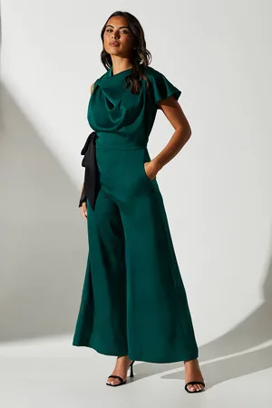 Coast Tie Side Satin Drape Wide Leg Jumpsuit