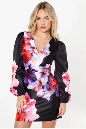 Coast Petite Placement Print Satin Twill Mini Dress