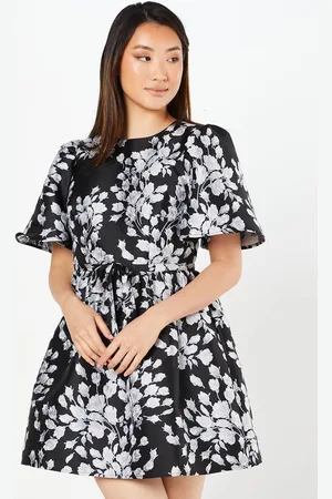 Coast Floral Jacquard Short Sleeve Mini Dress