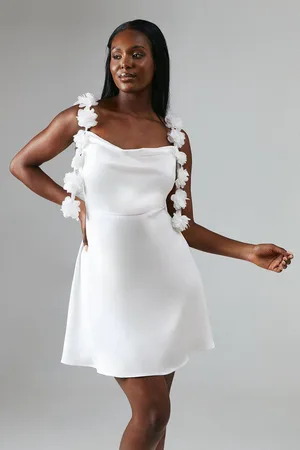 Coast Floral Strappy Satin Mini Wedding Dress